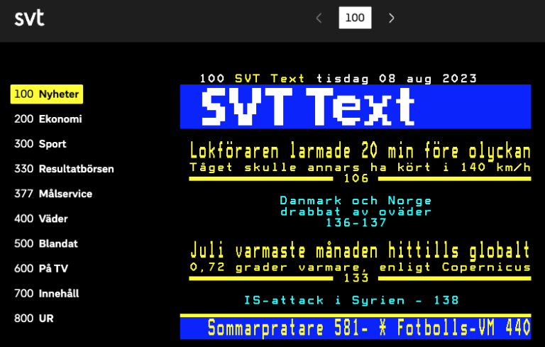 SVT Text TV 100